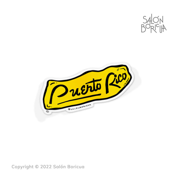 Tipografía de Puerto Rico - Amarillo (Premium Sticker)