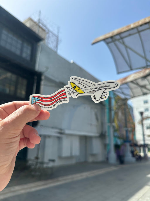 Avión SB con Bandera de Puerto Rico (Premium Sticker)-Salón Boricua-Libros787.com