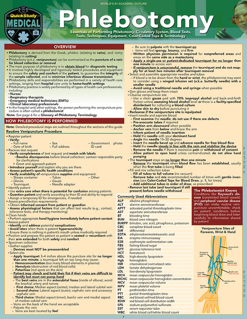 Phlebotomy: A Quickstudy Laminated Reference Guide