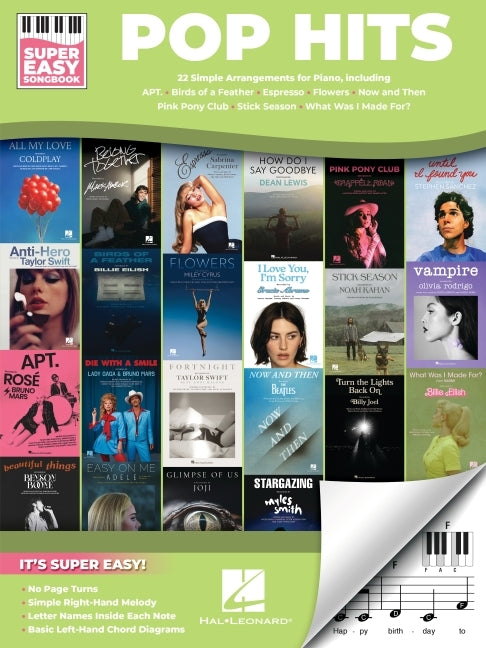 Pop Hits Super Easy Songbook Beginner Piano Sheet Music Book with 22 Chart-Topping Songs Easy Piano Songbook with Note Names and Chords Piano Music fo