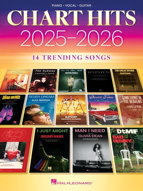 Chart Hits 2025-2026 - Piano/Vocal/Guitar Songbook Sheet Music Collection with 14 Contemporary Pop Songs for Piano Voice and Guitar Featuring Full Lyr