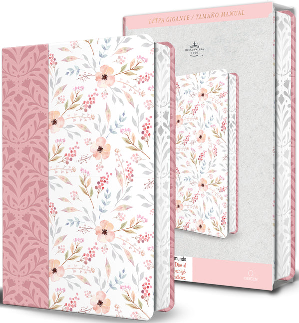 Biblia Rvr 1960 Letra Gigante, Símil Piel Rosada Con Flores (Edición Cantos Pintados / Spanish Bible Rvr 1960 Giant Print Handy Size Leathersoft Pink