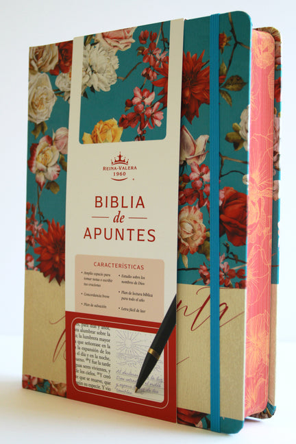 Biblia de Apuntes Rvr 1960 Tapa Dura, Azul Celeste Con Flores (Edición Cantos Pintados) / Spanish Journaling Bible Rvr 1960 Hardcover Light Blue with
