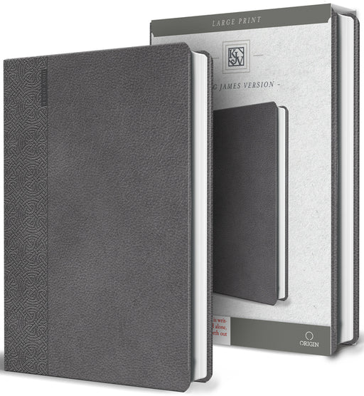 KJV Holy Bible Large Print Handy Size Gray Imitation Leather