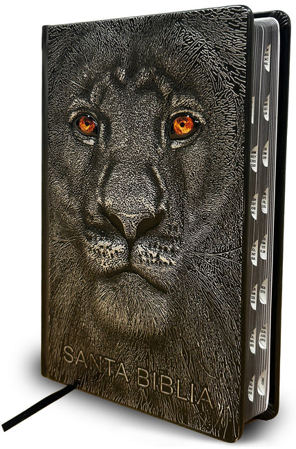 Biblia Rvr 1960 Letra Grande León de Judá Edición Especial Plata Con Índice Y Canto Negro / Spanish Bible Rvr 1960 Large Print Imitation Leather Lion