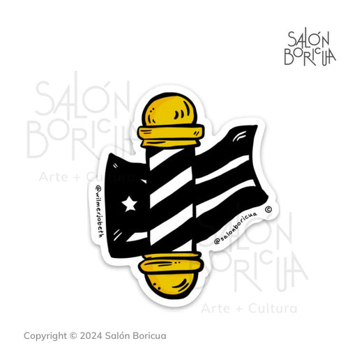 Poste de Barbero con Bandera de PR - Resistance Black (Premium Sticker)