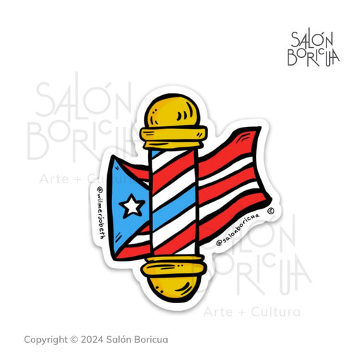 Poste de Barbero con Bandera de PR - Sky Blue (Premium Sticker)